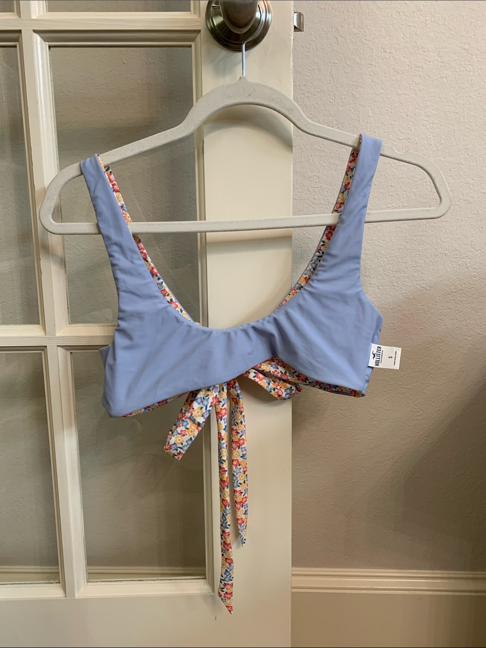 Hollister Reversible Lilac and Floral Bikini Top